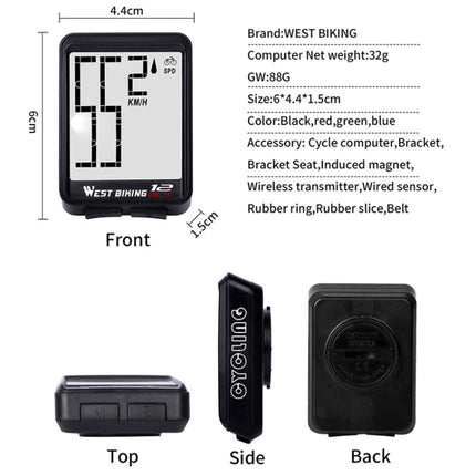 WEST BIKING Mountain Road Bike Wireless Big Character Table Big Screen Waterproof Night Light Speed Speedometer