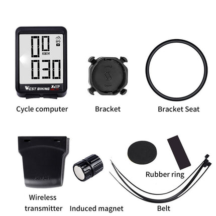 WEST BIKING Mountain Road Bike Wireless Big Character Table Big Screen Waterproof Night Light Speed Speedometer