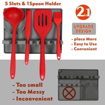2 in 1 Kitchen Silicone Spoon Holder Shelf, Large (Gray), Medium (Gray), Medium (Black), Large (Red), Medium (Red), Large (Blue), Medium (Blue), Large (Orange), Medium (Orange), Large (Green), Medium (Green) - DealBuddy