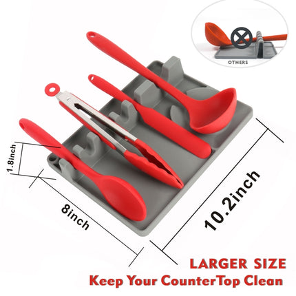 2 in 1 Kitchen Silicone Spoon Holder Shelf, Large (Gray), Medium (Gray), Medium (Black), Large (Red), Medium (Red), Large (Blue), Medium (Blue), Large (Orange), Medium (Orange), Large (Green), Medium (Green) - DealBuddy