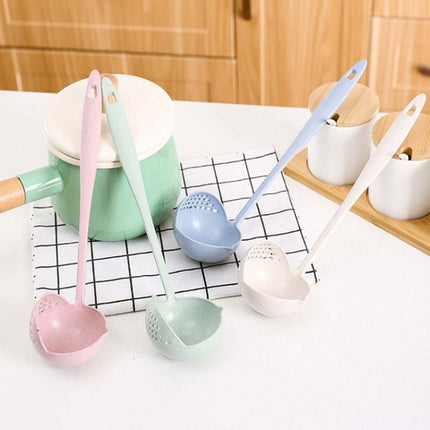 Wheat straw soup spoon colander two-in-one environmental tableware hot pot dual-use spoon Colanders Strainers