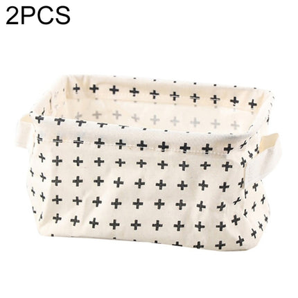 2 PCS Canvas Desktop Storage Basket Sundries Storage Box with Handle