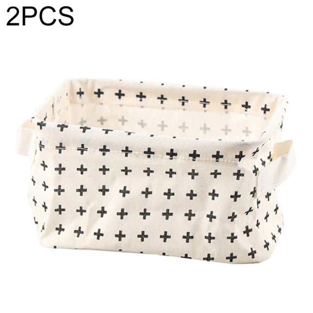 2 PCS Canvas Desktop Storage Basket Sundries Storage Box with Handle