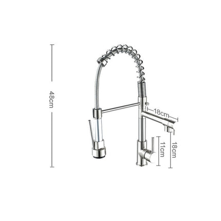 Copper And Nickel Brushed Double Outlet Spring Faucet Rotatable Kitchen Hot And Cold Water Faucet