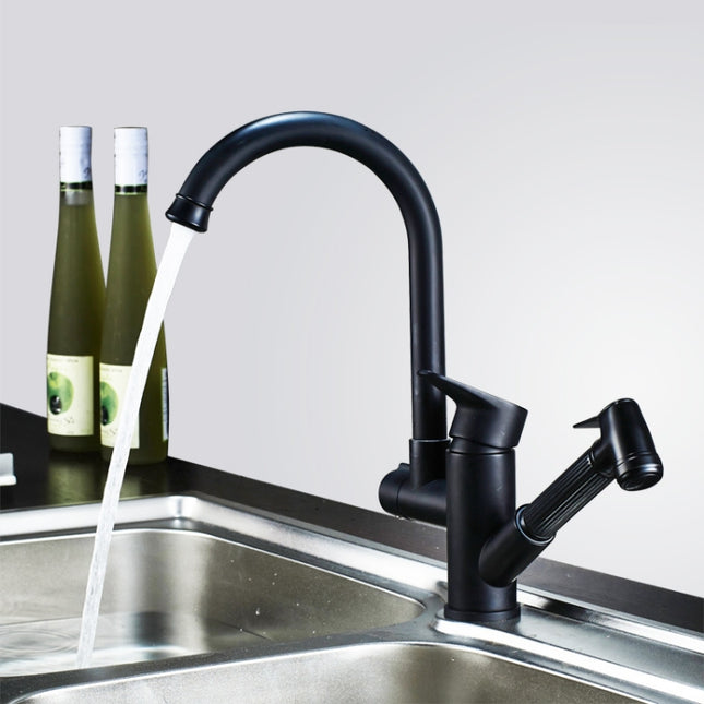 Kitchen Pull-Out Double Faucet Water Table Hot And Cold Water Faucet, Wheel Bending Pull, Round Spray Pull, Cube Spray Pull, Round Universal Distortion, Cube Universal Distortion - DealBuddy