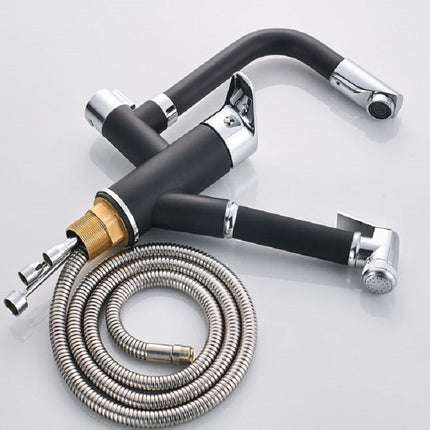 Kitchen Pull-Out Double Faucet Water Table Hot And Cold Water Faucet, Wheel Bending Pull, Round Spray Pull, Cube Spray Pull, Round Universal Distortion, Cube Universal Distortion - DealBuddy
