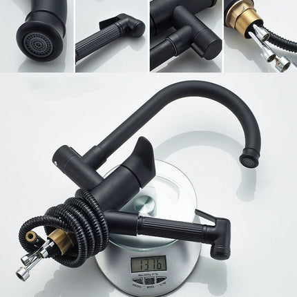 Kitchen Pull-Out Double Faucet Water Table Hot And Cold Water Faucet, Wheel Bending Pull, Round Spray Pull, Cube Spray Pull, Round Universal Distortion, Cube Universal Distortion - DealBuddy