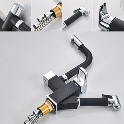Kitchen Pull-Out Double Faucet Water Table Hot And Cold Water Faucet, Wheel Bending Pull, Round Spray Pull, Cube Spray Pull, Round Universal Distortion, Cube Universal Distortion - DealBuddy