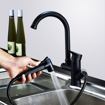 Kitchen Pull-Out Double Faucet Water Table Hot And Cold Water Faucet, Wheel Bending Pull, Round Spray Pull, Cube Spray Pull, Round Universal Distortion, Cube Universal Distortion - DealBuddy