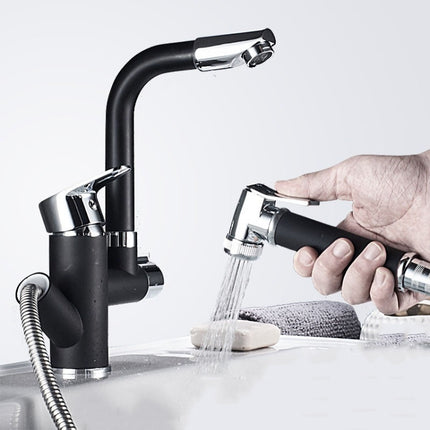 Kitchen Pull-Out Double Faucet Water Table Hot And Cold Water Faucet, Wheel Bending Pull, Round Spray Pull, Cube Spray Pull, Round Universal Distortion, Cube Universal Distortion - DealBuddy