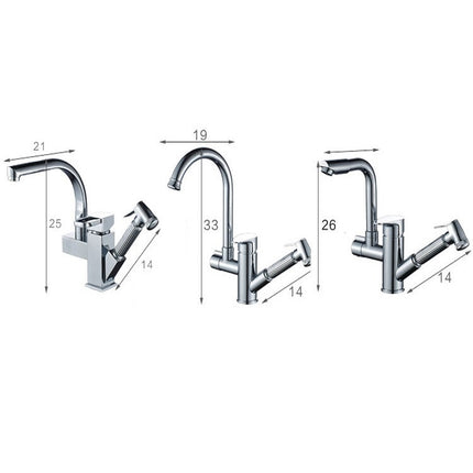Kitchen Pull-Out Double Faucet Water Table Hot And Cold Water Faucet, Wheel Bending Pull, Round Spray Pull, Cube Spray Pull, Round Universal Distortion, Cube Universal Distortion - DealBuddy