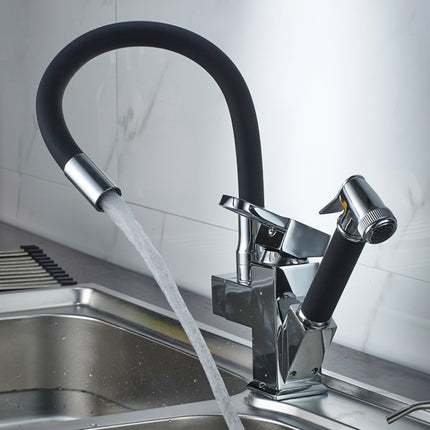 Kitchen Pull-Out Double Faucet Water Table Hot And Cold Water Faucet, Wheel Bending Pull, Round Spray Pull, Cube Spray Pull, Round Universal Distortion, Cube Universal Distortion - DealBuddy