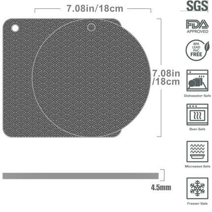 Geometry Kitchen Silicone Pot Holder Heat Insulation Pad Round(Black)