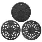 3 in 1 Hollow Flower Silicone Heat Insulation Pad Anti-Scalding Pot Bowl Pad Set, Black, Yellow, Blue, Green, Purple, Gray - DealBuddy
