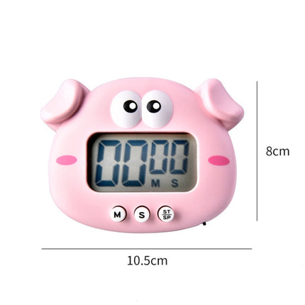 Kitchen Baking Cartoon Animal Electronic Timer Alarm Clock Student Learning Timer, Pink Pig, Yellow Chicken, Green Frog, Pink Frog - DealBuddy