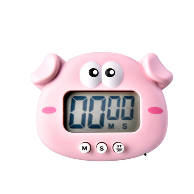 Kitchen Baking Cartoon Animal Electronic Timer Alarm Clock Student Learning Timer, Pink Pig, Yellow Chicken, Green Frog, Pink Frog - DealBuddy