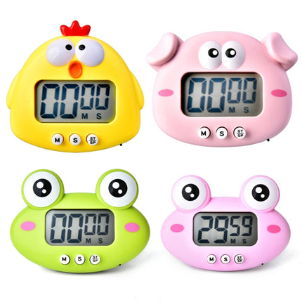 Kitchen Baking Cartoon Animal Electronic Timer Alarm Clock Student Learning Timer, Pink Pig, Yellow Chicken, Green Frog, Pink Frog - DealBuddy