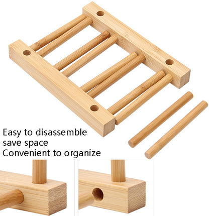 Multi-Purpose Bowl Disc Rack Kitchen Drain Rack Bamboo Tableware Storage Rack, Layer (specification): 2 Grid