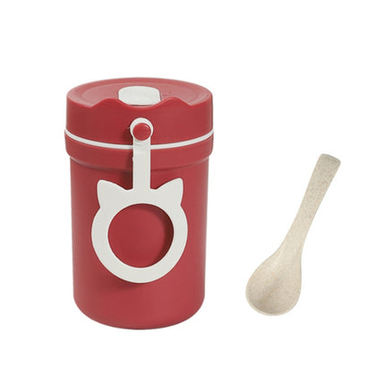 Portable Handle Breakfast Cup Porridge Cup Suitable For Microwave Oven, Style:, Cat Buckle (Dark Blue), Cat Buckle (Hawthorn Red), Cat Buckle (Yellow), Long Band (Dark Blue), Long Band (Red), Long Band (Yellow) - DealBuddy