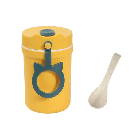 Portable Handle Breakfast Cup Porridge Cup Suitable For Microwave Oven, Style:, Cat Buckle (Dark Blue), Cat Buckle (Hawthorn Red), Cat Buckle (Yellow), Long Band (Dark Blue), Long Band (Red), Long Band (Yellow) - DealBuddy