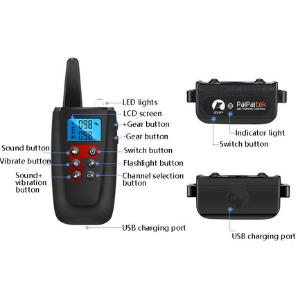 PaiPaitek PD526V-2 1 In 2 100-Speed Sound Vibration Remote Control Training Dog Device Anti-Barking Device Electronic Remote Control Collar, PD526V-2 - DealBuddy
