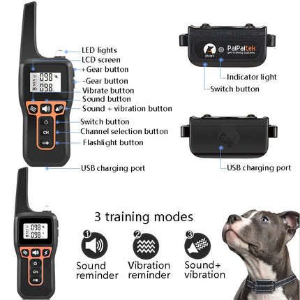 PaiPaitek PD529V-1 Training Dog Anti-Barking Device Vibration Collar 1000M Remote Control Distance Pet Training Supplies, PD529V-1 - DealBuddy
