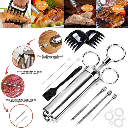 Stainless Steel Spice Syringe Barbecue Tool Turkey Needle Set, 14 in 1 (Green), 14 in 1 (Black), 14 in 1 (Blue), 14 in 1 (Orange), 14 in 1 (Gem Green), 14 in 1 (White Orange) - DealBuddy