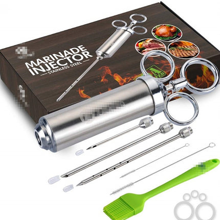 Stainless Steel Spice Syringe Barbecue Tool Turkey Needle Set, 14 in 1 (Green), 14 in 1 (Black), 14 in 1 (Blue), 14 in 1 (Orange), 14 in 1 (Gem Green), 14 in 1 (White Orange) - DealBuddy