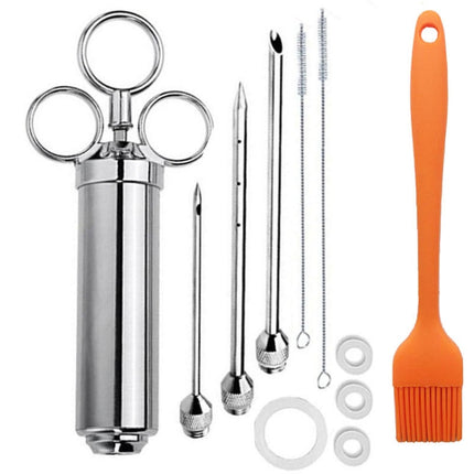 Stainless Steel Seasoning Steak Syringe Turkey Needle Set With Cleaning Silicone Brush, 11 in 1 (Red ), 11 in 1 (Black ), 11 in 1 (Blue), 11 in 1 (Green), 11 in 1 (Orange ), 11 in 1 (Yellow ), 11 in 1 (Yellow White) - DealBuddy