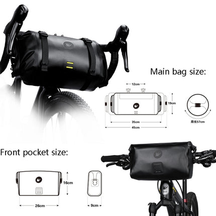 Rhinowalk X21998 Full 12L Waterproof Large Capacity Front Hanging Bag Off-Road Long-Distance Cycling Bag