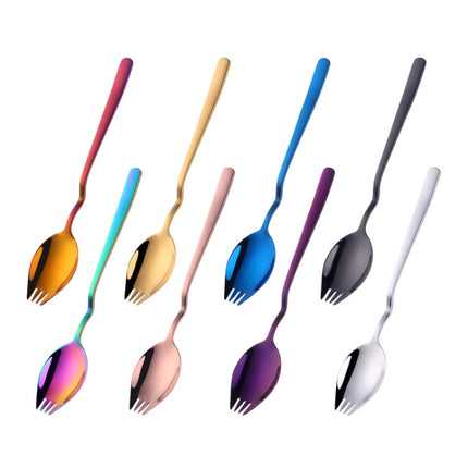 Stainless Steel Instant Noodle Fork Multi-Purpose V-Shaped Knife Fork Spoon Integrated Tableware, Color: Silver