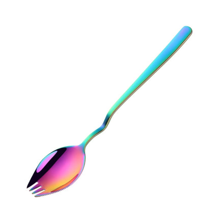 Stainless Steel Instant Noodle Fork Multi-Purpose V-Shaped Knife Fork Spoon Integrated Tableware, Color: Silver