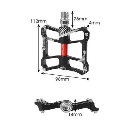 WEST BIKING YP0802080 Bicycle Aluminum Alloy Pedal Riding Foot Pedal Bicycle Accessories, YP0802080