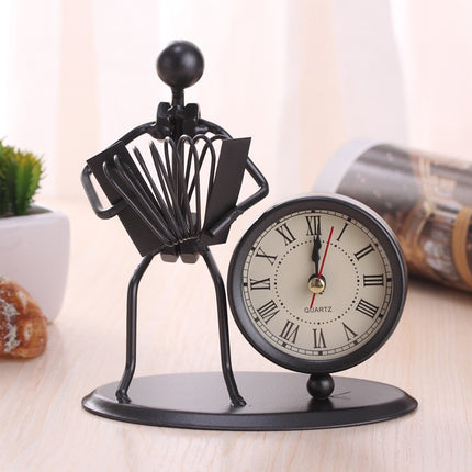 Iron Stainless Steel Small Table Clock Retro Personality Clock Birthday Gift