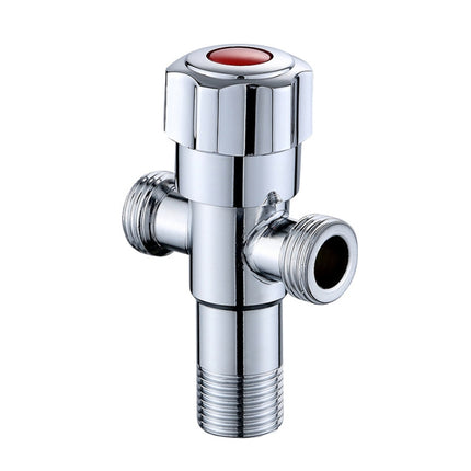 Stainless Steel Double Outlet Angle Valve Single Handle Double Control 1 In 2 Out Electroplating Wire Drawing Angle Valve, Plated, Drawing, Three Round Plated Cold Water, Three Round Plated Hot Water, Plum Wheel Plated Cold Water                       ... - DealBuddy