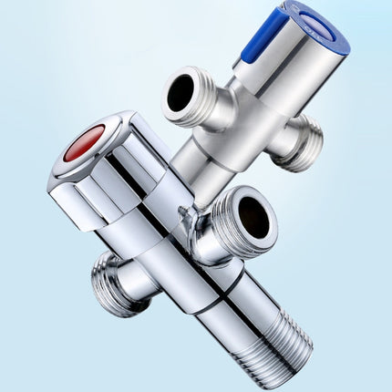 Stainless Steel Double Outlet Angle Valve Single Handle Double Control 1 In 2 Out Electroplating Wire Drawing Angle Valve, Plated, Drawing, Three Round Plated Cold Water, Three Round Plated Hot Water, Plum Wheel Plated Cold Water                       ... - DealBuddy