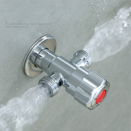 Stainless Steel Double Outlet Angle Valve Single Handle Double Control 1 In 2 Out Electroplating Wire Drawing Angle Valve