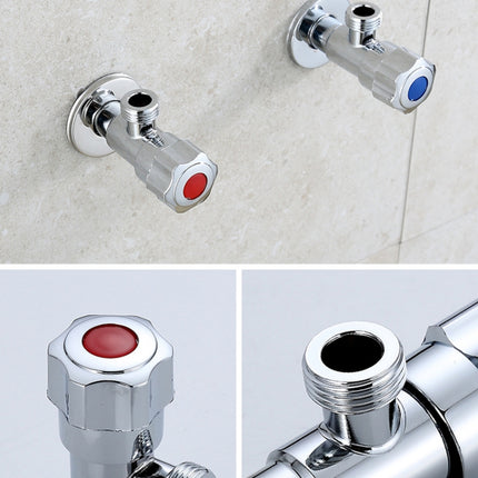 Stainless Steel Double Outlet Angle Valve Single Handle Double Control 1 In 2 Out Electroplating Wire Drawing Angle Valve, Plated, Drawing, Three Round Plated Cold Water, Three Round Plated Hot Water, Plum Wheel Plated Cold Water                       ... - DealBuddy