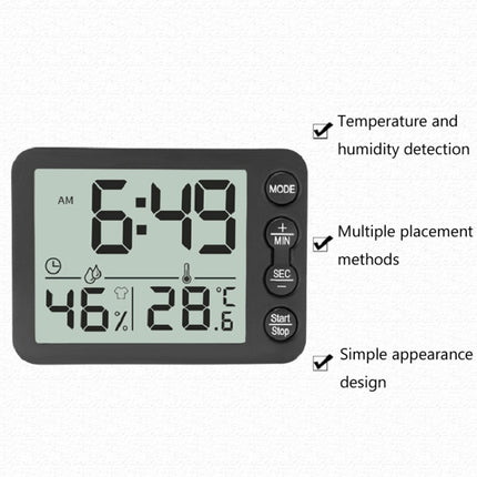 Multifunctional Indoor Thermometer And Hygrometer Large Screen Alarm Clock Kitchen Electronic Countdown Timer - DealBuddy