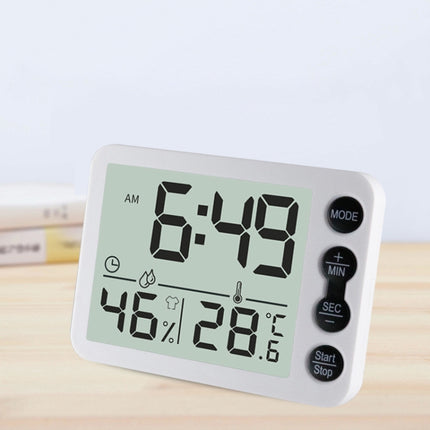 Multifunctional Indoor Thermometer And Hygrometer Large Screen Alarm Clock Kitchen Electronic Countdown Timer - DealBuddy