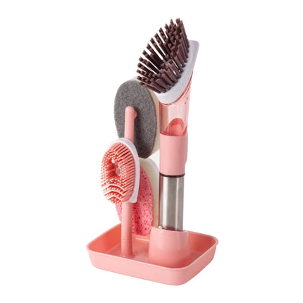 Kitchen Oil Dirty Pan Brush Can Add Detergent Sponge Brush Long Handle Cleaning Brush