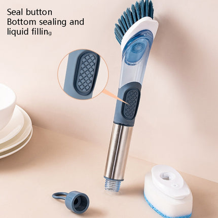 Kitchen Oil Dirty Pan Brush Can Add Detergent Sponge Brush Long Handle Cleaning Brush