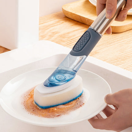 Kitchen Oil Dirty Pan Brush Can Add Detergent Sponge Brush Long Handle Cleaning Brush - DealBuddy