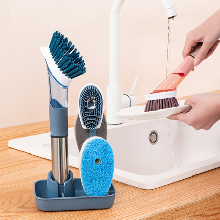 Kitchen Oil Dirty Pan Brush Can Add Detergent Sponge Brush Long Handle Cleaning Brush
