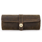 CONTACTS FAMILY CF1117  Retro Crazy Horse Texture Leather Watch Box Round Buckle Storage Box,Capacity: Can Hold 3 Watches