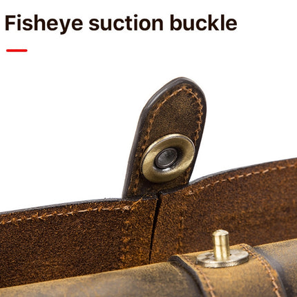 CONTACTS FAMILY CF1117  Retro Crazy Horse Texture Leather Watch Box Round Buckle Storage Box,Capacity: Can Hold 3 Watches