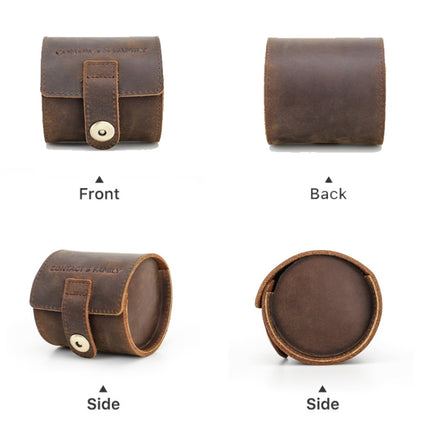 Contacts Family CF1125 Single Watch Position Crazy Horse Leather Watch Box Round Watch Storage Box