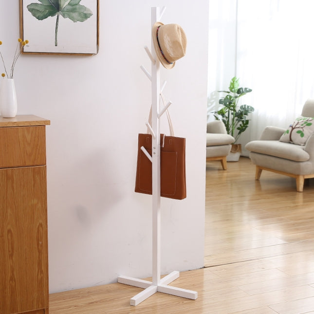 Solid Wood Floor Coat Rack Living Room Bedroom Clothes Organizing Storage Rack