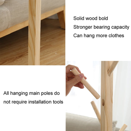 Solid Wood Floor Coat Rack Living Room Bedroom Clothes Organizing Storage Rack