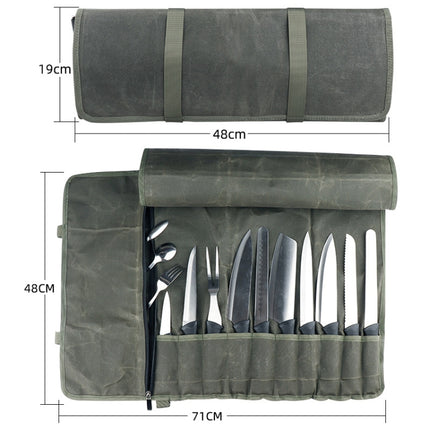 Oil Wax Canvas Roll Chef Knife Storage Bag